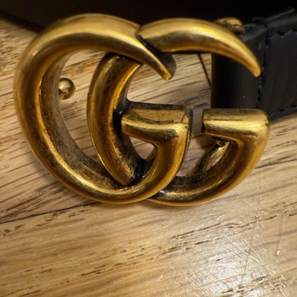 Leather belt with Double G buckle, Style 409417AP00T1000 Color: black leather - Picture 3 of 3